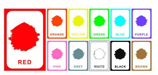 Color flashcard for children. Educational worksheet for preschool. Vector illustration file.