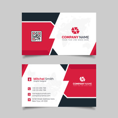 Naklejka na ściany i meble Modern business card template red black colors. Flat design vector