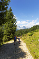 Fototapeta na wymiar Wonderful mountain trekking route in South Tyrol. Beautiful natural landscapes.