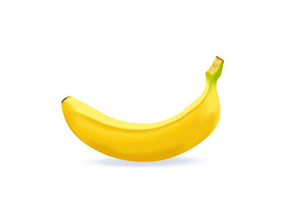 Banana in realistic style.  3d   banana isolated on white background for printe, apps, webpages. Vector illustration EPS 10