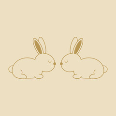 Obraz premium Happy Chinese new year greeting card 2023 with cute rabbit. Animal holidays cartoon character. Rabbit icon vector. Rabbit icon.