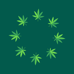 Cannabis leaf. Mariuhana leaf symbol, marijuana or hemp icon, cannabis medical sign, weed drug vector illustration.