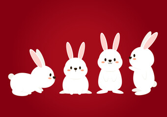 Happy Chinese new year greeting card 2023 with cute rabbit. Animal holidays cartoon character. Rabbit icon vector.