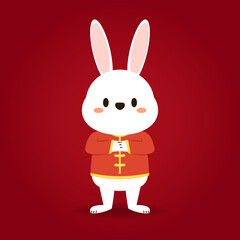 Happy Chinese new year greeting card 2023 with cute rabbit. Animal holidays cartoon character. Rabbit icon vector.