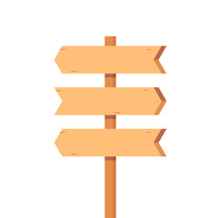 Wooden signpost vector. Wooden signpost icon. Colored silhouette. Vertical view. Vector flat simple graphic illustration.