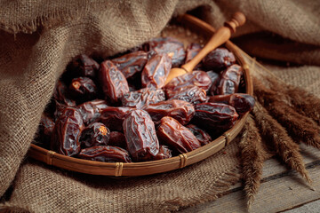 Dates fruits on a kitchen table.