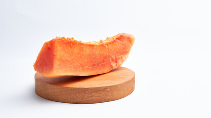 Close-up ripe papaya fruit isolated on white background