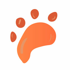 Cute pink cat paw illustration. Pet animal icon on white background.