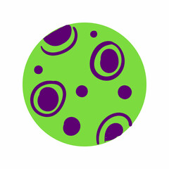 Ball for kids or pets. Colourful green purple toy icon on white background.