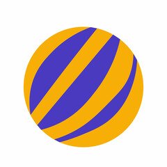 Ball for kids or pets. Colourful blue yellow toy icon on white background.