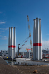 Obraz premium Construction of a wind turbine in the port of Saint Nazaire in France