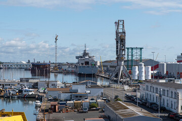 Urban landscape of the city and port of Saint Nazaire in Brittany, France
