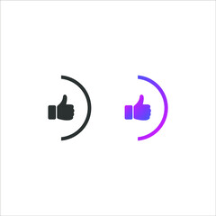 Thumb up or like icon button, in solid and gradient color