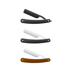 Set Straight razor. Old razor blade. Barbershop Element. Vector illustration.