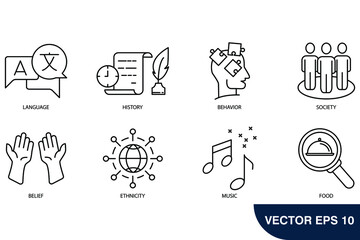Culture icons set . Culture pack symbol vector elements for infographic web