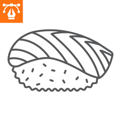 Sushi nigiri line icon, outline style icon for web site or mobile app, salmon and rice, nigiri vector icon, simple vector illustration, vector graphics with editable strokes.