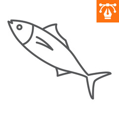 Fish tuna line icon, outline style icon for web site or mobile app, seafood and fishing, tuna vector icon, simple vector illustration, vector graphics with editable strokes.
