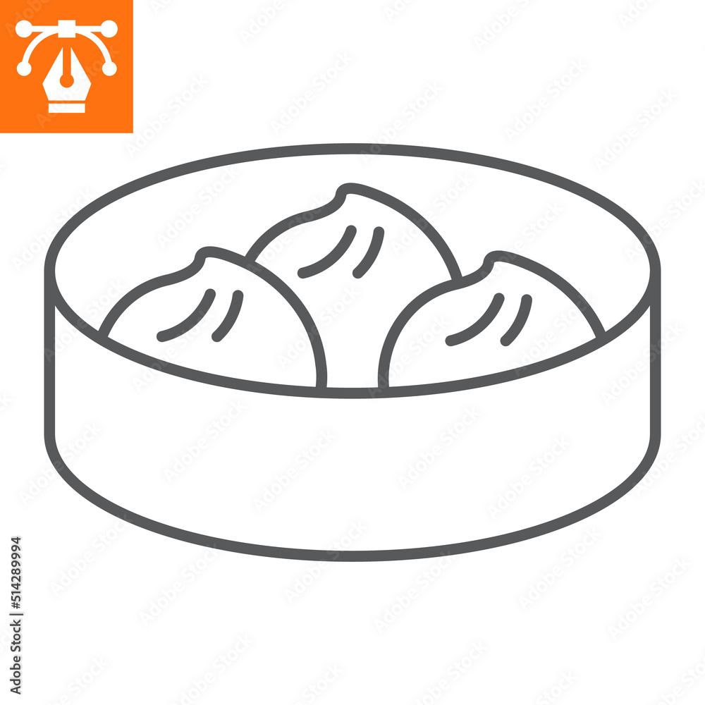 Wall mural Dim sum line icon , outline style icon for web site or mobile app, asia and food, wonton vector icon, simple vector illustration, vector graphics with editable strokes.