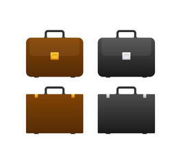 Human hand holding briefcase. Concept or business. Vector stock illustration.