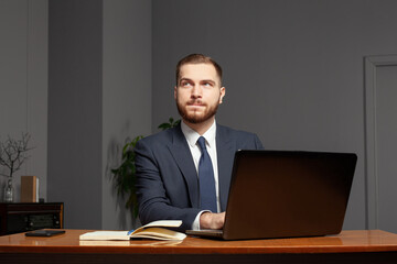 Successful creative businessman thinking and planning