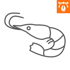 Shrimp line icon , outline style icon for web site or mobile app, food and saefood, prawn vector icon, simple vector illustration, vector graphics with editable strokes.