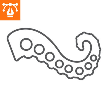 Octopus tentacle line icon , outline style icon for web site or mobile app, food and saefood, tentacles vector icon, simple vector illustration, vector graphics with editable strokes.