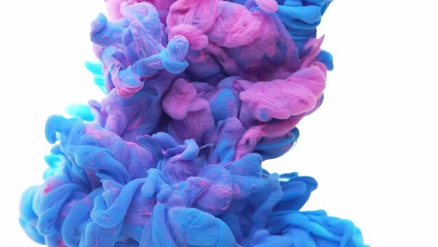 Ink drop in water isolated on white background 4K Screensaver color cloud mix slow motion