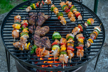 skewers grilled on a wire rack