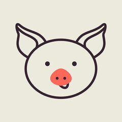 Pig icon. Farm animal vector illustration