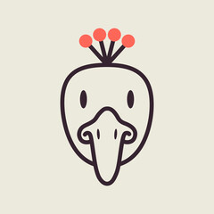 Peacock icon. Animal head vector
