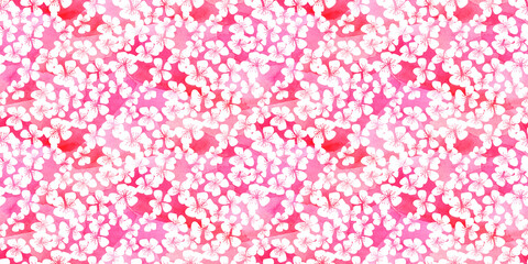 Watercolor sakura flowers raster seamless pattern