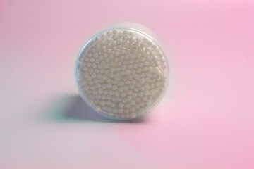 cotton buds on a colored background. 100% bavovna, used both in medicine and in cosmetology