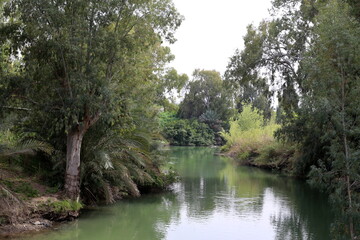 The Jordan River at the site of the baptism of Jesus Christ in Israel.