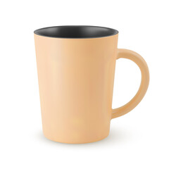 Illustration of Empty Yellow Ceramic Tea Mug on a White Background. Isolated Mockup with Shadow Effect, and Copy Space for Your Design