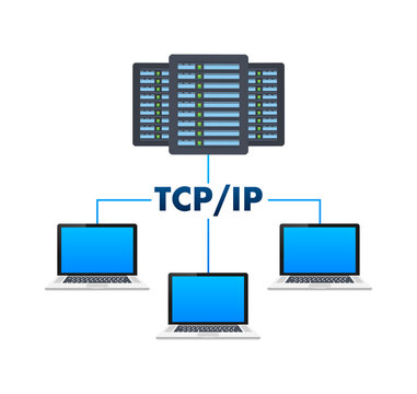 TCP IP - Transmission Control Protocol. Internet Protocol. Vector stock illustration.