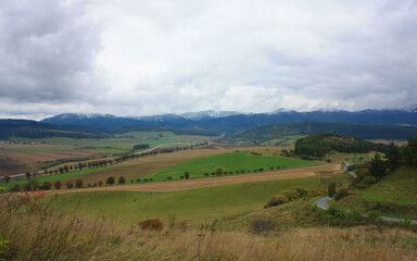 Fototapeta na wymiar Rural mountain landscape in the Carpathians