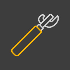 Can opener with wooden handle vector icon