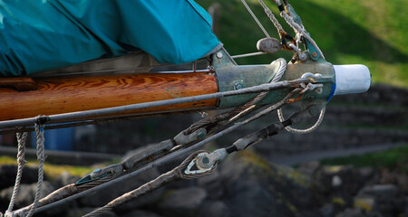 Wooden boat bowsprit 