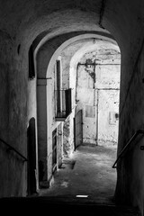 Enchanted empty alleyway in Monte Sant Angelo, Gargano peninsula in Southern Italy