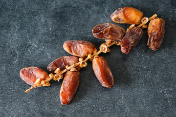 Dried dates. Close up of dried fruits.