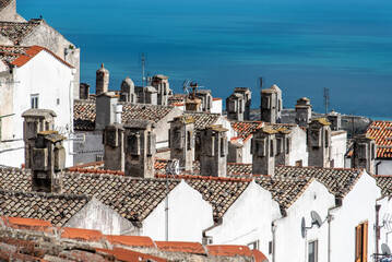 Roogs of historic houses in downtown Monte Sant Angelo, Gargano peninsula in Southern Italy