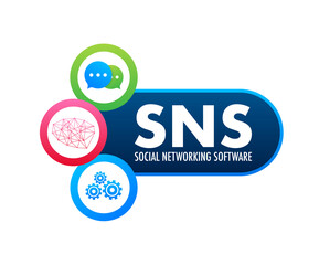 SNS - Social networking software. Social network communication concept. Vector stock illustration.