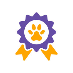 Pets award rosette vector icon. Pet animal sign