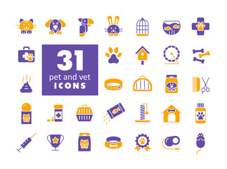 Pet and vet vector icon set