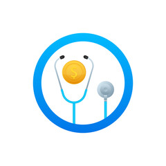 Health care costs. Drugs Price Increase. Clipboard with document. Vector stock illustration.