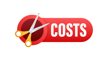 Costs cut in flat style on white background. Vector illustration, cartoon character.