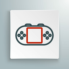 Line Portable video game console icon isolated on white background. Handheld console gaming. Colorful outline concept. Vector