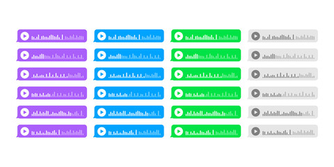 Voice, Record Audio message, speech bubble. Messenger chat screen. Vector stock illustration.
