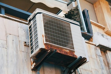 Old rusty air conditioner unit