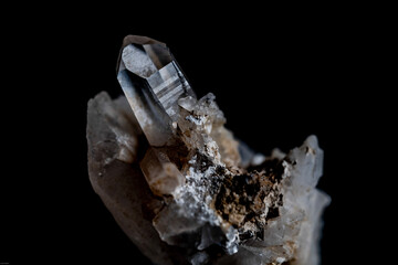 clear quartz crystal with growth traces